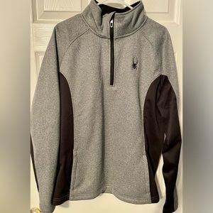 Spyder Mens Half Zip Sweater size Large; Gray w/ black trim & accents